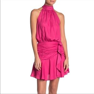 Do + Be Pink Halter Ruched Mini Dress